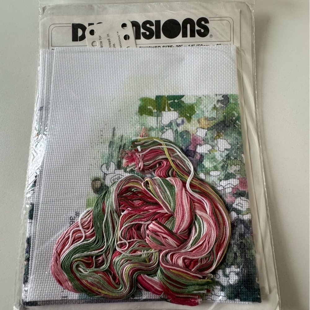 Vintage Dimensions Pink Rose Floral Cottage No Count Cross Stitch Kit - Picture 8 of 9